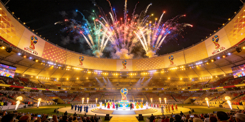 卡塔尔世界杯开幕式海湾球场盛况全景照片